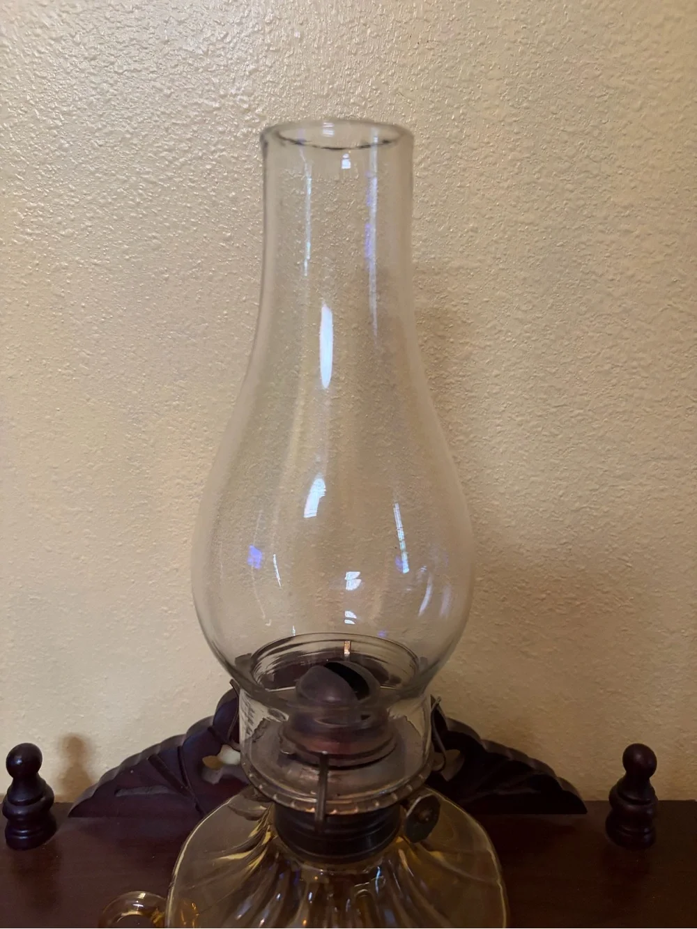 Vintage Amber Glass Oil Lamp - Amber Home Accent
